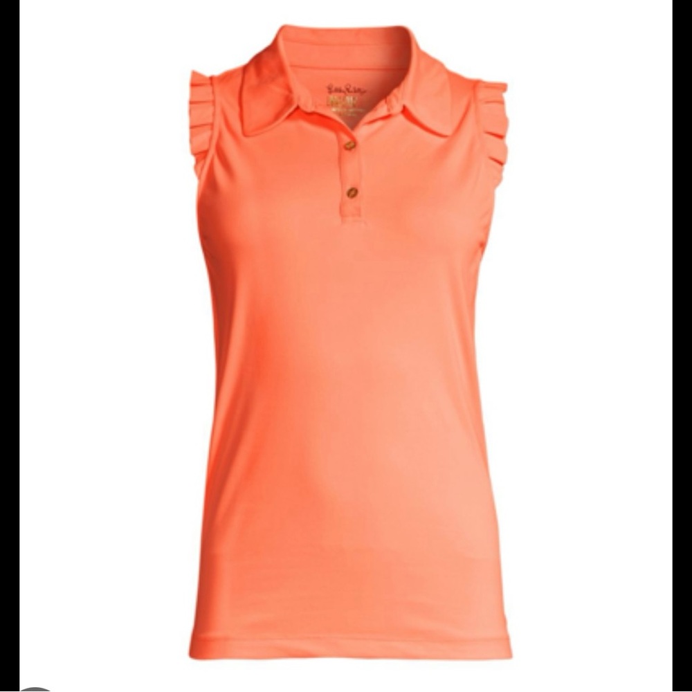 Lilly Pulitzer  Frida Luxletic Woman’s Sleeveless Ruffled Polo Shirt Size L